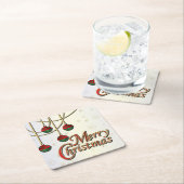 Dessous-de-verre Carré En Papier Joyeux Noël lumineux (En situation)