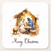 Dessous-de-verre Carré En Papier Joyeux Noël Nativité (Devant)
