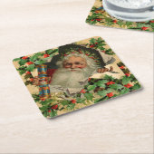 Dessous-de-verre Carré En Papier Joyeux Noël Père Noël classique antique (Incliné)