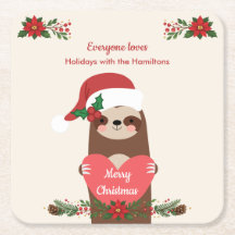 Joyeux Noël personnalisé avec un paresseux mignon