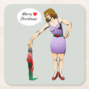 Dessous-de-verre Carré En Papier Joyeux Noël Petit Lutin