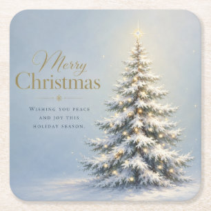 Dessous-de-verre Carré En Papier Joyeux Noël Sapin enneigé