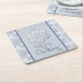 Dessous-de-verre Carré En Papier Joyeux Noël Snowflakes Parties scintillant en arge (Incliné)