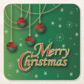 Dessous-de-verre Carré En Papier Joyeux Noël vert brillant (Devant)
