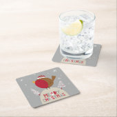 Dessous-de-verre Carré En Papier Joyeux Noël Whimsical Robin (En situation)