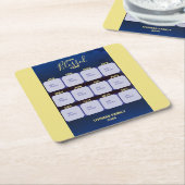 Dessous-de-verre Carré En Papier Joyeux Nouvel An Blessé Année Fête Photo (Incliné)