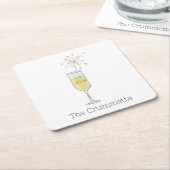 Dessous-de-verre Carré En Papier Joyeux Nouvel An Fête Champagne Custom (Incliné)