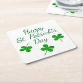 Dessous-de-verre Carré En Papier Joyeux Saint Patrick`s Day Shamrock vert irlandais (Incliné)