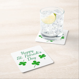 Dessous-de-verre Carré En Papier Joyeux Shamrock vert de la Saint-Patrick