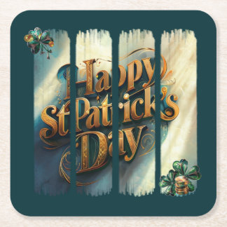 Dessous-de-verre Carré En Papier Joyeux St.Patrick's Day Pinceau vertical