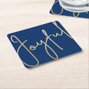 Dessous-de-verre Carré En Papier JOYFUL Gold Faux Foil bleu