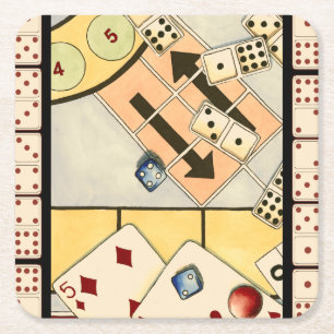 Dessous-de-verre Carré En Papier Jumbled Assortiment of Games of Chance