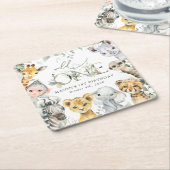 Dessous-de-verre Carré En Papier Jungle Animals, Safari, Wild One, First Birthday (Incliné)