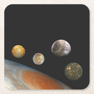Dessous-de-verre Carré En Papier Jupiter et quatre lunes satellites Galiléens