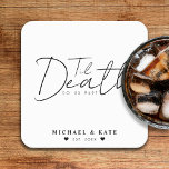 Dessous-de-verre Carré En Papier Jusqu'à ce que la mort nous sépare Mariage blanc<br><div class="desc">Elégant dessous de verre mariage noir et blanc avec texte Til Death do us Part. Personnalisez-le avec vos détails mariages.</div>