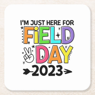 Dessous-de-verre Carré En Papier Juste Ici Pour La Journée Du Terrain 2023 Enseigna