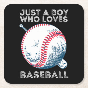 Dessous-de-verre Carré En Papier Juste un garçon qui aime le baseball