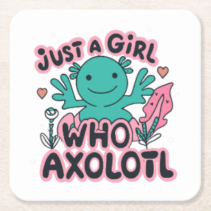 Dessous-de-verre Carré En Papier juste une fille qui aime Axolotl