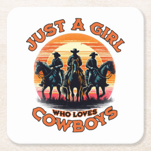 Dessous-de-verre Carré En Papier Juste une fille qui aime les cowboys