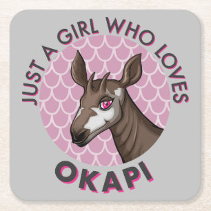 Dessous-de-verre Carré En Papier Juste une fille qui aime Okapi, Amoureux de l'obse