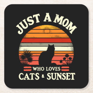 Dessous-de-verre Carré En Papier Juste une maman qui aime les chats