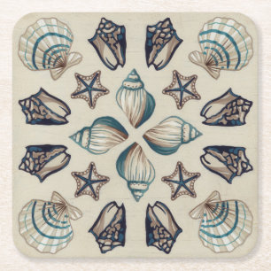 Dessous-de-verre Carré En Papier Kaleidoscope côtier I