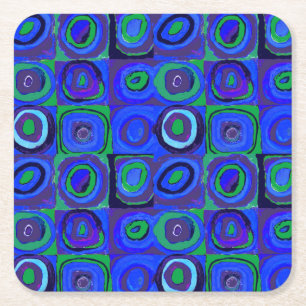 Dessous-de-verre Carré En Papier Kandinsky Farbstudie Carrés Bleus Cercle Carré