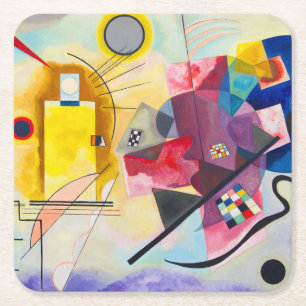 Dessous-de-verre Carré En Papier Kandinsky jaune-rouge-bleu
