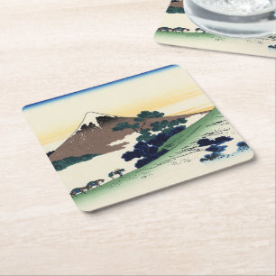 Dessous-de-verre Carré En Papier Katsushika Hokusai. Le col de l'Inume dans la prov