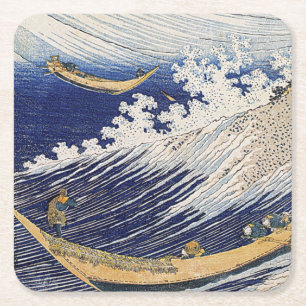 Dessous-de-verre Carré En Papier Katsushika Hokusai. vagues