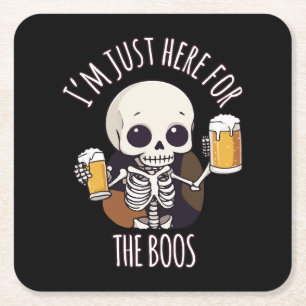 Dessous-de-verre Carré En Papier Kawaii Skeleton Halloween Oktoberfest