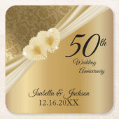 Dessous-de-verre Carré En Papier Keepsaké 50e anniversaire 💞 Mariage d'or (Devant)