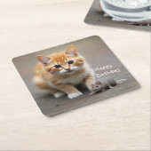 Dessous-de-verre Carré En Papier Kitten et souris (Incliné)