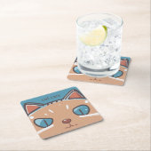 Dessous-de-verre Carré En Papier Kitty Chat Faced (En situation)