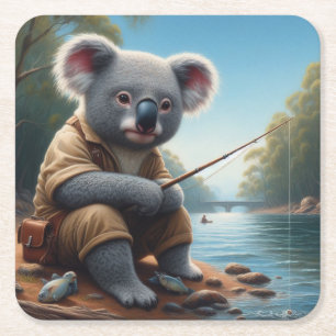Dessous-de-verre Carré En Papier Koala Fishing