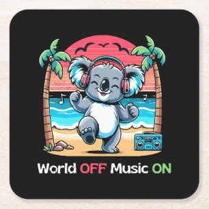 Dessous-de-verre Carré En Papier Koala vibre sur la plage