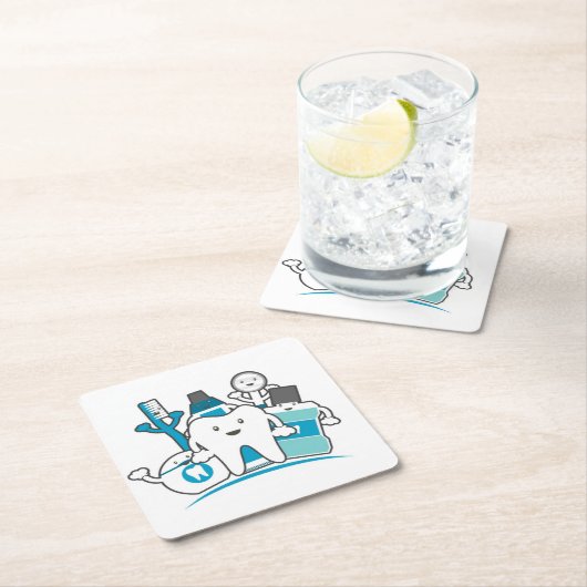 Dessous-de-verre Carré En Papier La bande propre de dents (En situation)