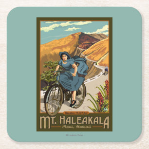 Dessous-de-verre Carré En Papier La bicyclette de Mt. Haleakala monte Hawaï