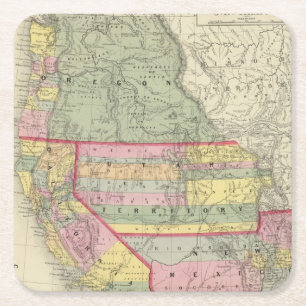 Dessous-de-verre Carré En Papier La Californie, Orégon, Utah, Nouveau Mexique 2
