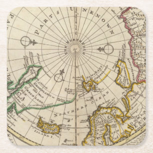 Dessous-de-verre Carré En Papier La carte du Pôle Nord et les territoires