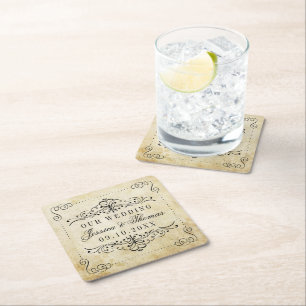 Dessous-de-verre Carré En Papier La collection de mariage vintage fleurie et ornée