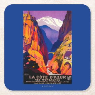 Dessous-de-verre Carré En Papier La Cote d'Azur PosterEurope vintage 2