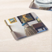 Dessous-de-verre Carré En Papier La dame debout dans une virginale, Johannes Vermee (Incliné)