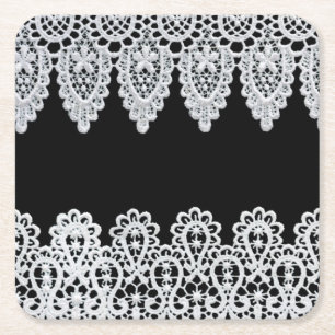 Dessous-de-verre Carré En Papier La dentelle blanche forme une frontière sensible
