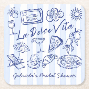 Dessous-de-verre Carré En Papier La dolce vita bleu cadeaux de douche de mariage it