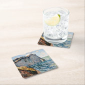 Dessous-de-verre Carré En Papier La falaise d'Aval, Monet (En situation)