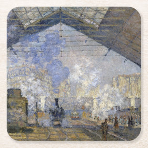 Dessous-de-verre Carré En Papier La gare Saint-Lazare, Monet