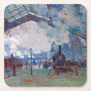 Dessous-de-verre Carré En Papier La gare Saint-Lazare, Monet