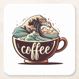 Dessous-de-verre Carré En Papier La Grande Vague De Café