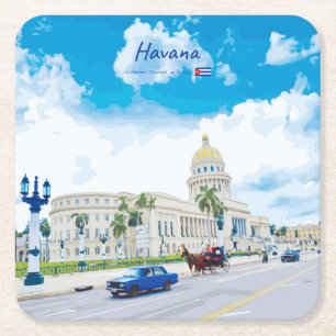 Dessous-de-verre Carré En Papier La Havane, Cuba - Âme Classique Vintage